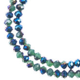 Crystal Lane Rondelle 2 Strand 7in (apx110pcs) 3x4mm Opaque Dark Green with Half Blue Iris